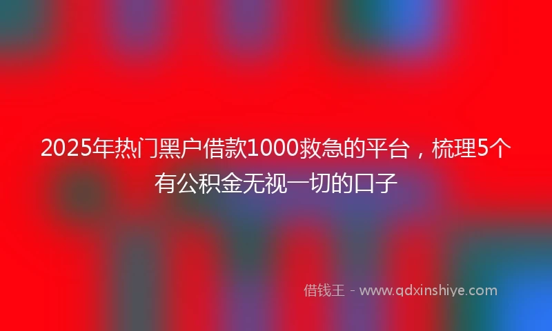 2025年热门黑户借款1000救急的平台，梳理5个有公积金无视一切的口子