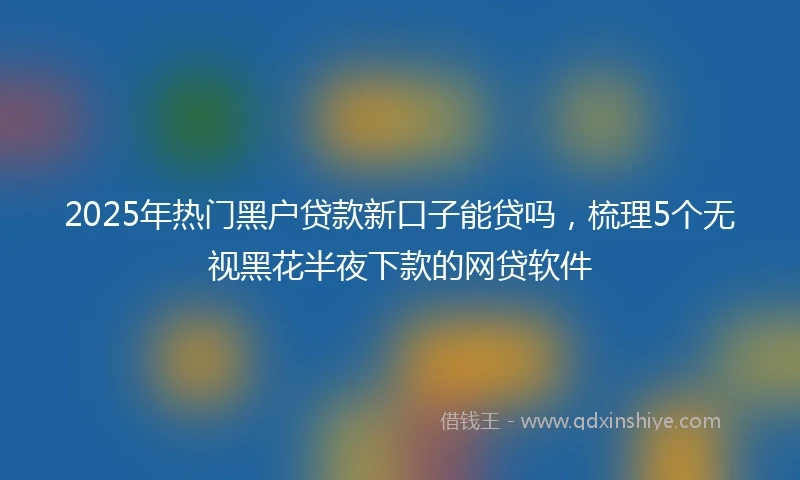 2025年热门黑户贷款新口子能贷吗，梳理5个无视黑花半夜下款的网贷软件