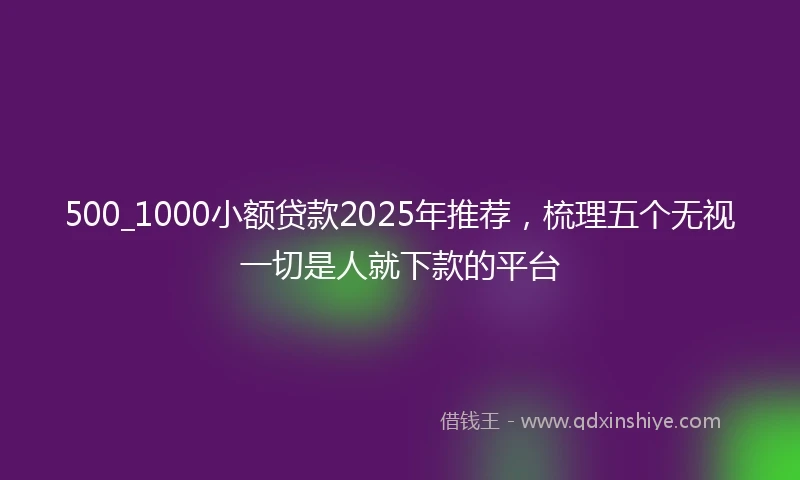 500_1000小额贷款2025年推荐，梳理五个无视一切是人就下款的平台