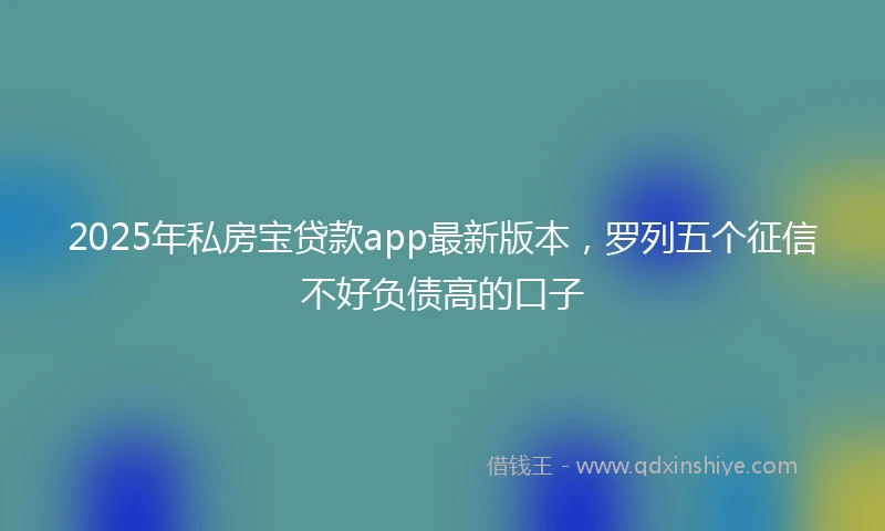 2025年私房宝贷款app最新版本，罗列五个征信不好负债高的口子