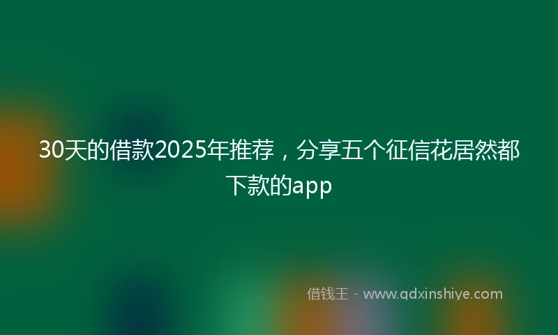 30天的借款2025年推荐，分享五个征信花居然都下款的app