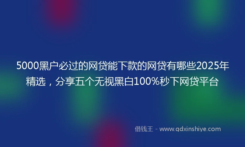5000黑户必过的网贷能下款的网贷有哪些2025年精选,分享五个无视黑白100%秒下网贷平台