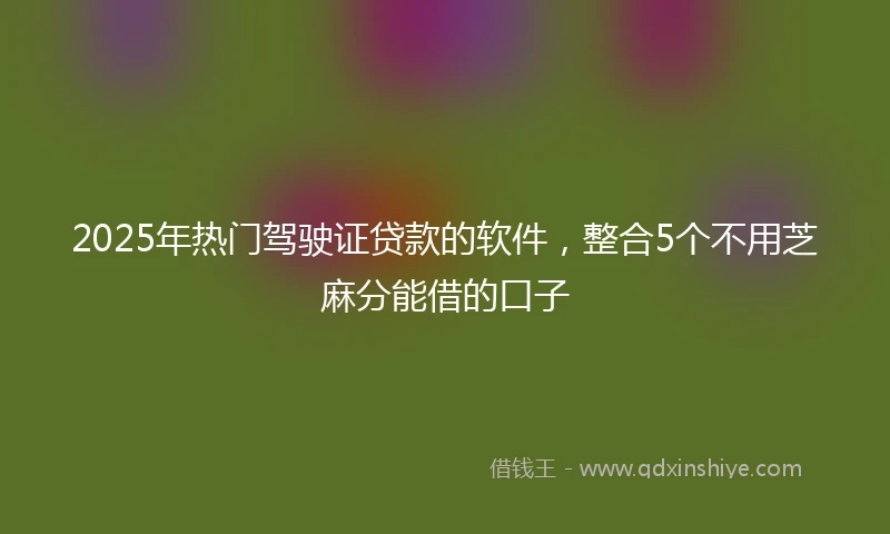 2025年热门驾驶证贷款的软件，整合5个不用芝麻分能借的口子