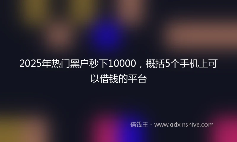 2025年热门黑户秒下10000，概括5个手机上可以借钱的平台