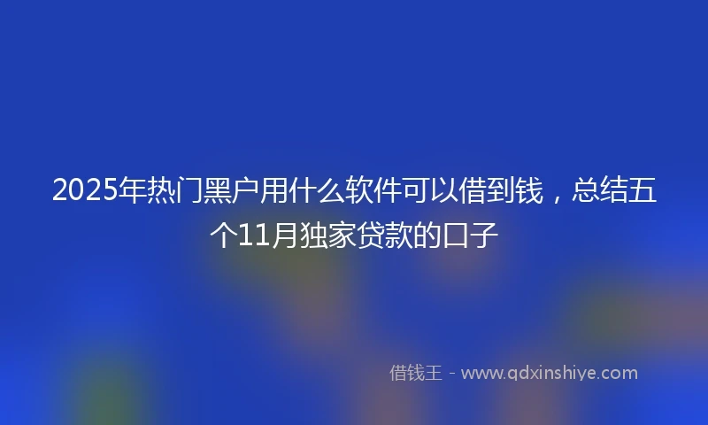 2025年热门黑户用什么软件可以借到钱，总结五个11月独家贷款的口子