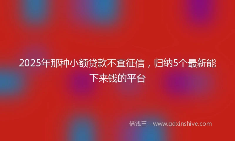 2025年那种小额贷款不查征信，归纳5个最新能下来钱的平台