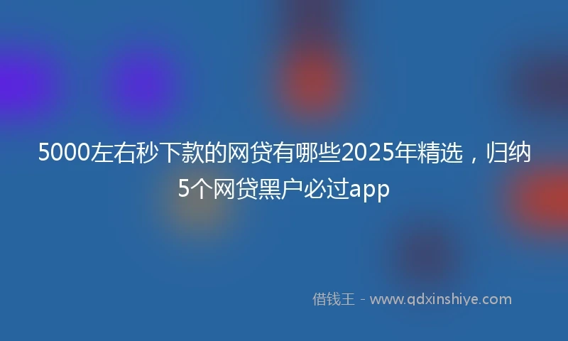 5000左右秒下款的网贷有哪些2025年精选，归纳5个网贷黑户必过app