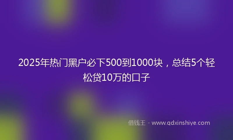 2025年热门黑户必下500到1000块，总结5个轻松贷10万的口子