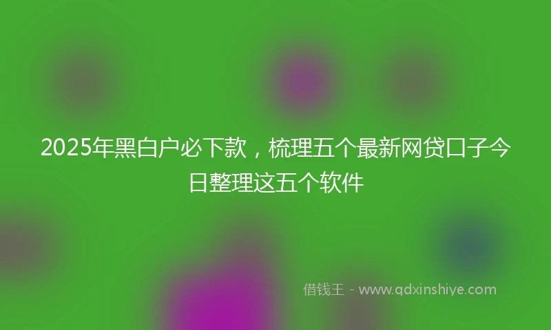 2025年黑白户必下款，梳理五个最新网贷口子今日整理这五个软件