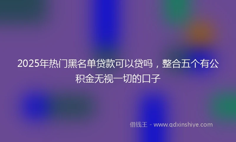 2025年热门黑名单贷款可以贷吗，整合五个有公积金无视一切的口子