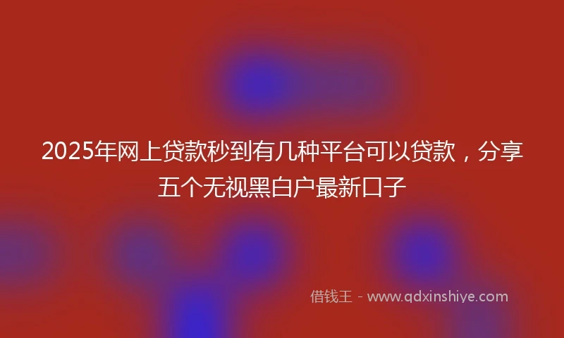 2025年网上贷款秒到有几种平台可以贷款，分享五个无视黑白户最新口子