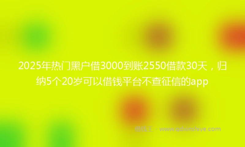 2025年热门黑户借3000到账2550借款30天，归纳5个20岁可以借钱平台不查征信的app
