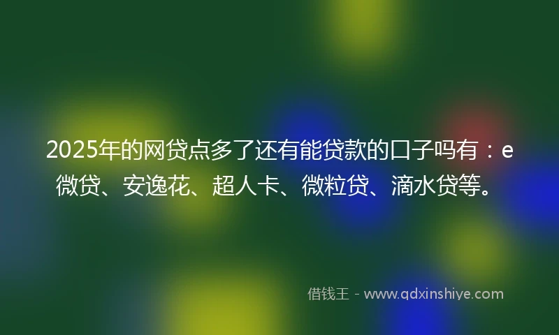 2025年的网贷点多了还有能贷款的口子吗有：e微贷、安逸花、超人卡、微粒贷、滴水贷等。