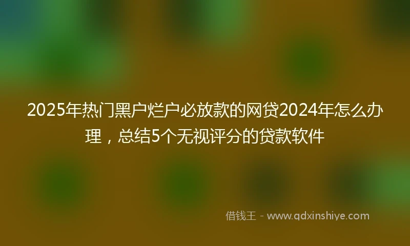 2025年热门黑户烂户必放款的网贷2024年怎么办理，总结5个无视评分的贷款软件