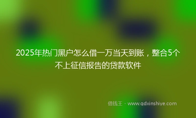 2025年热门黑户怎么借一万当天到账，整合5个不上征信报告的贷款软件