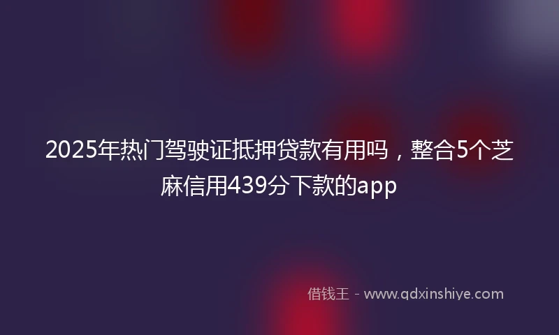 2025年热门驾驶证抵押贷款有用吗，整合5个芝麻信用439分下款的app
