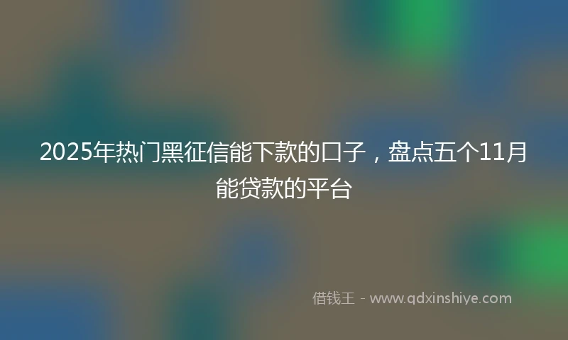 2025年热门黑征信能下款的口子，盘点五个11月能贷款的平台
