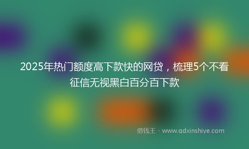 2025年热门额度高下款快的网贷，梳理5个不看征信无视黑白百分百下款