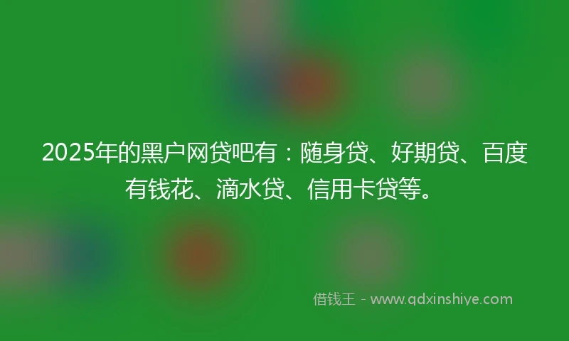 2025年的黑户网贷吧有：随身贷、好期贷、百度有钱花、滴水贷、信用卡贷等。