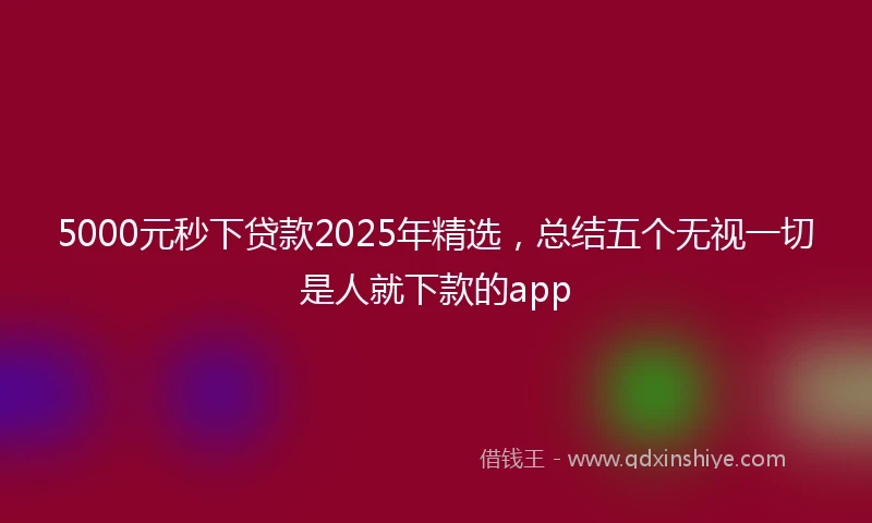 5000元秒下贷款2025年精选，总结五个无视一切是人就下款的app