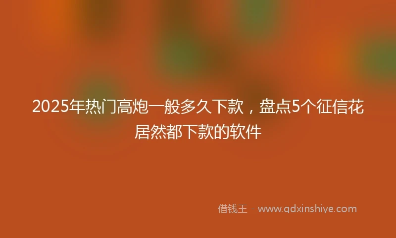 2025年热门高炮一般多久下款，盘点5个征信花居然都下款的软件