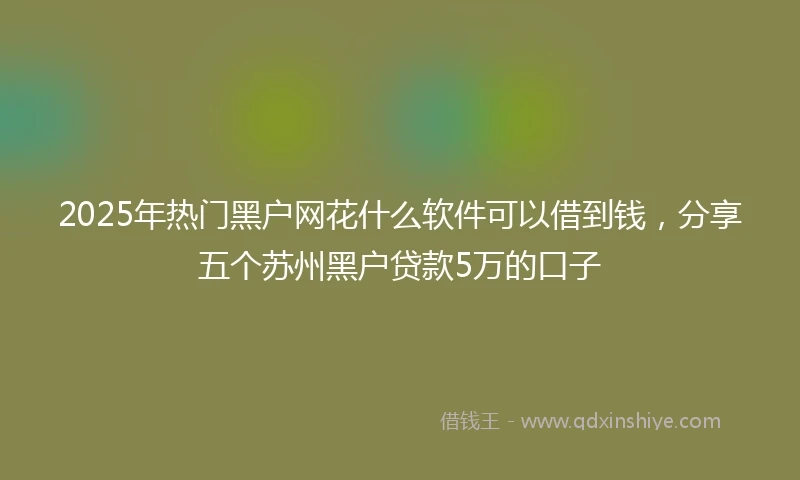2025年热门黑户网花什么软件可以借到钱，分享五个苏州黑户贷款5万的口子