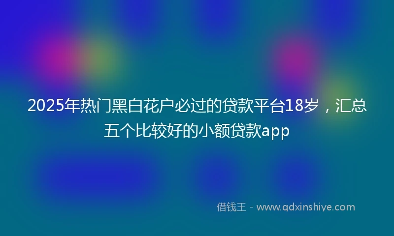 2025年热门黑白花户必过的贷款平台18岁，汇总五个比较好的小额贷款app