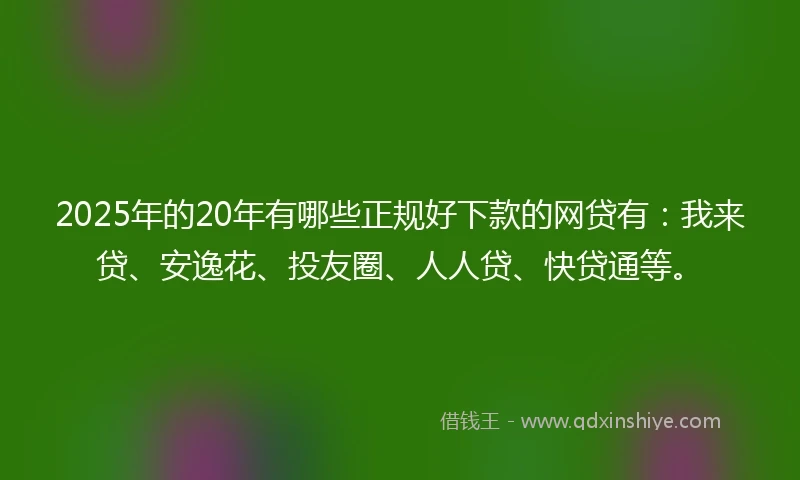 2025年的20年有哪些正规好下款的网贷有：我来贷、安逸花、投友圈、人人贷、快贷通等。