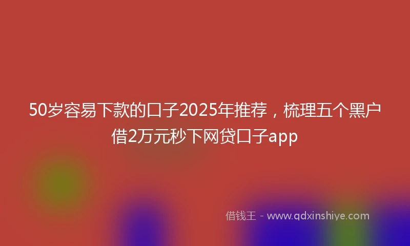 50岁容易下款的口子2025年推荐，梳理五个黑户借2万元秒下网贷口子app