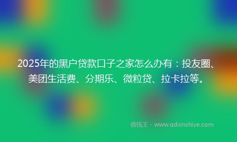 2025年的黑户贷款口子之家怎么办有：投友圈、美团生活费、分期乐、微粒贷、拉卡拉等。