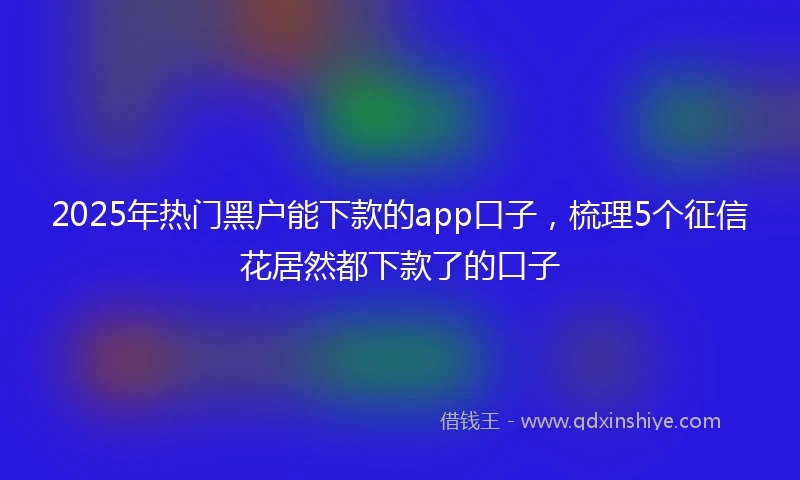 2025年热门黑户能下款的app口子，梳理5个征信花居然都下款了的口子