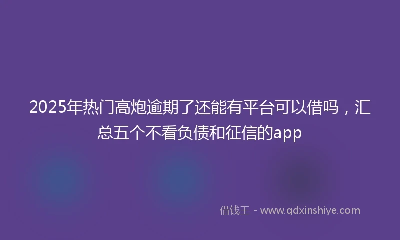 2025年热门高炮逾期了还能有平台可以借吗，汇总五个不看负债和征信的app