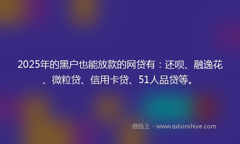 2025年的黑户也能放款的网贷有：还呗、融逸花、微粒贷、信用卡贷、51人品贷等。