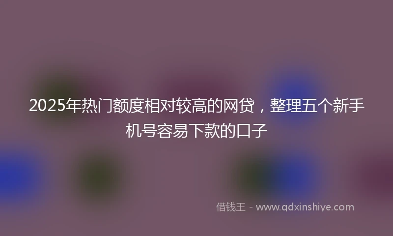 2025年热门额度相对较高的网贷，整理五个新手机号容易下款的口子