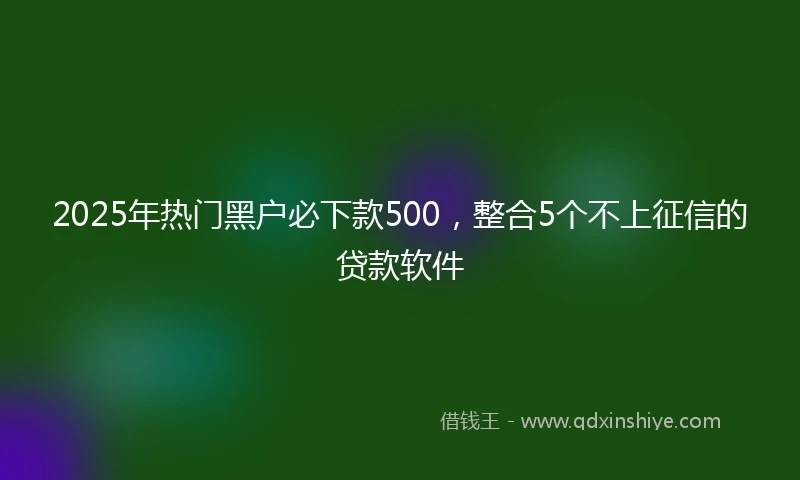 2025年热门黑户必下款500，整合5个不上征信的贷款软件