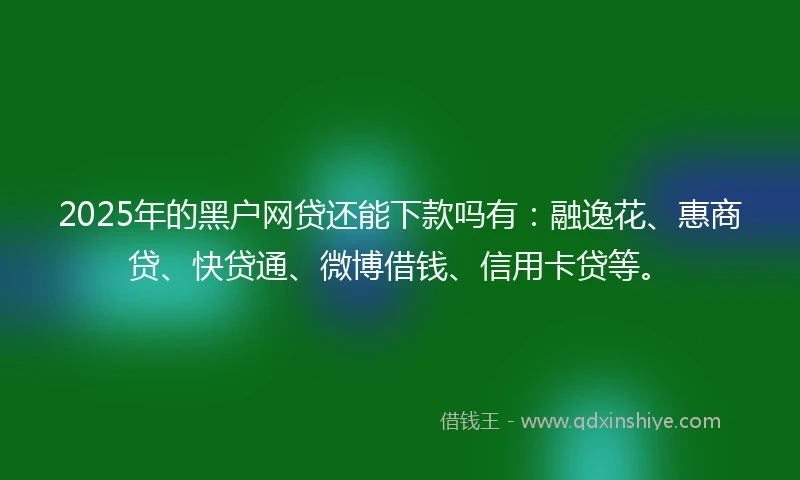 2025年的黑户网贷还能下款吗有：融逸花、惠商贷、快贷通、微博借钱、信用卡贷等。