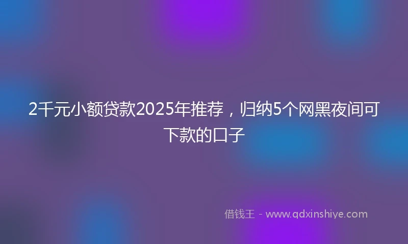 2千元小额贷款2025年推荐，归纳5个网黑夜间可下款的口子