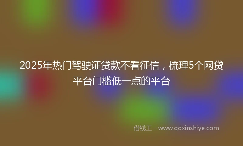 2025年热门驾驶证贷款不看征信，梳理5个网贷平台门槛低一点的平台
