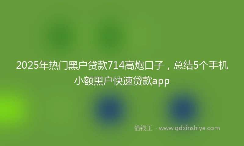 2025年热门黑户贷款714高炮口子，总结5个手机小额黑户快速贷款app