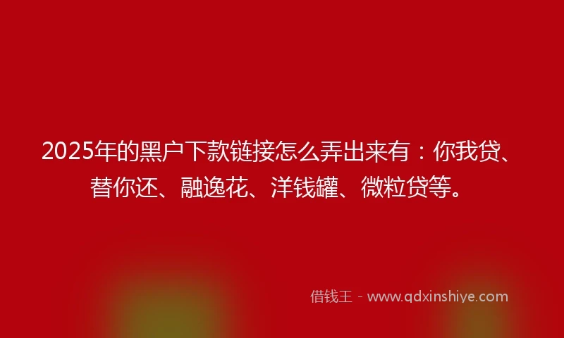 2025年的黑户下款链接怎么弄出来有：你我贷、替你还、融逸花、洋钱罐、微粒贷等。