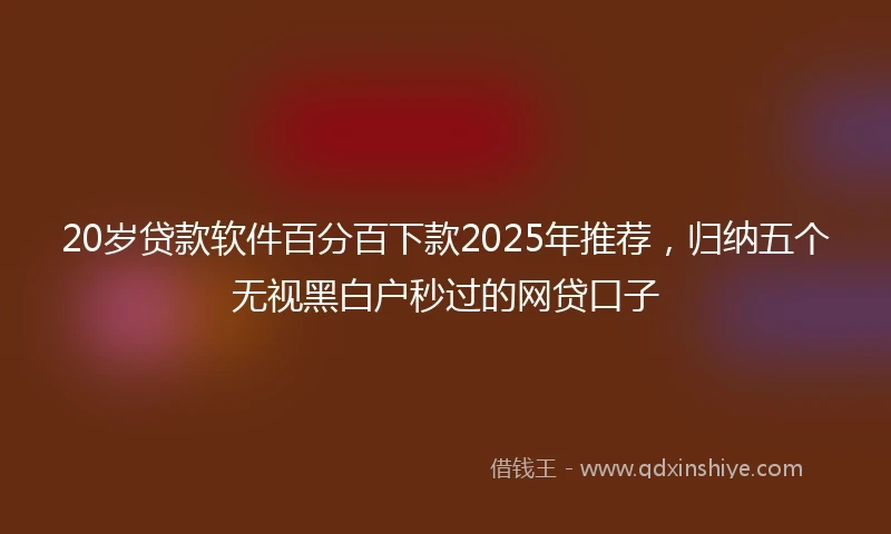 20岁贷款软件百分百下款2025年推荐，归纳五个无视黑白户秒过的网贷口子