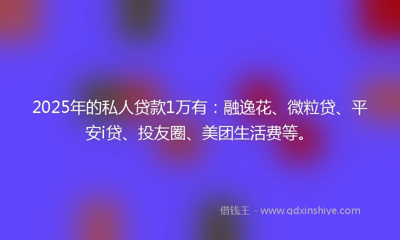 2025年的私人贷款1万有：融逸花、微粒贷、平安i贷、投友圈、美团生活费等。