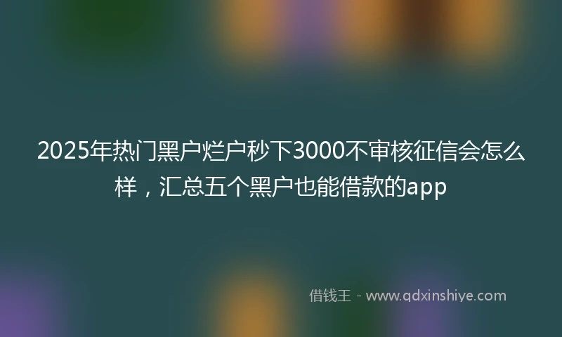 2025年热门黑户烂户秒下3000不审核征信会怎么样，汇总五个黑户也能借款的app