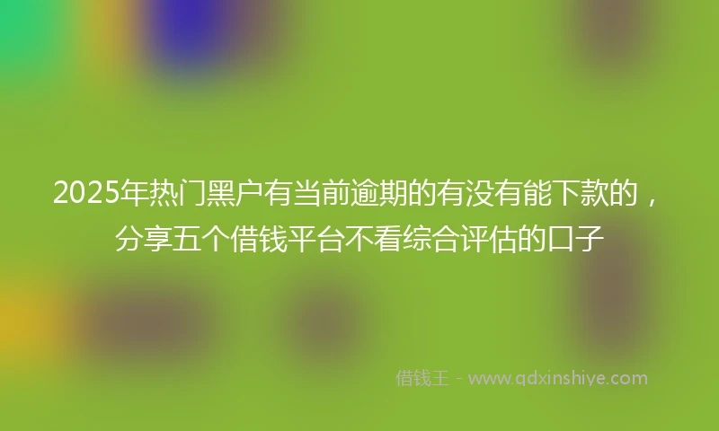 2025年热门黑户有当前逾期的有没有能下款的，分享五个借钱平台不看综合评估的口子