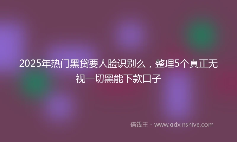 2025年热门黑贷要人脸识别么，整理5个真正无视一切黑能下款口子