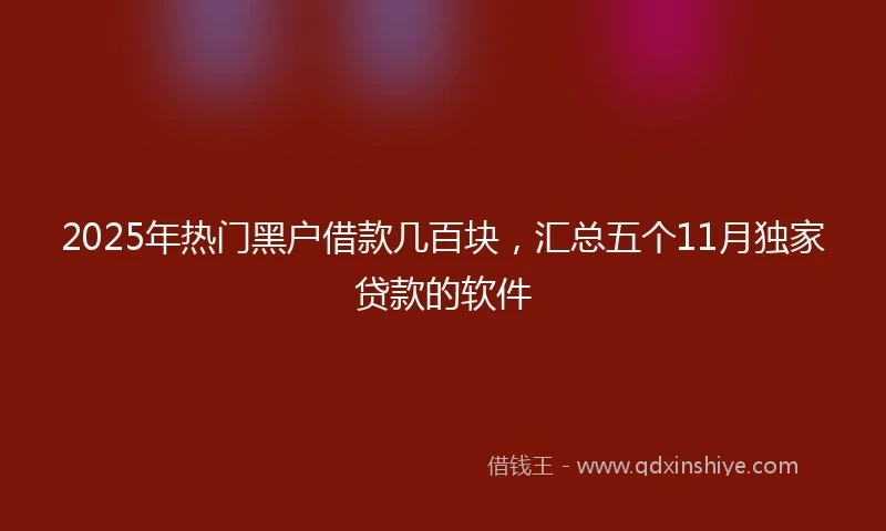 2025年热门黑户借款几百块，汇总五个11月独家贷款的软件