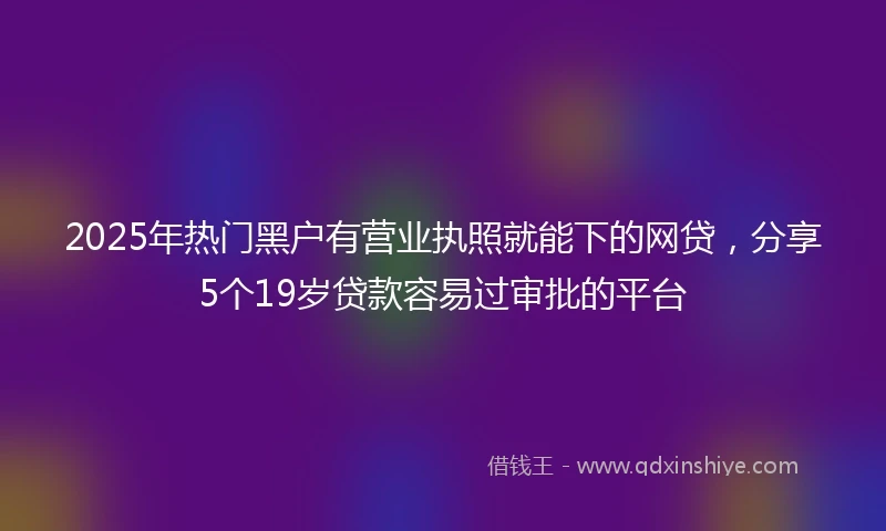 2025年热门黑户有营业执照就能下的网贷，分享5个19岁贷款容易过审批的平台