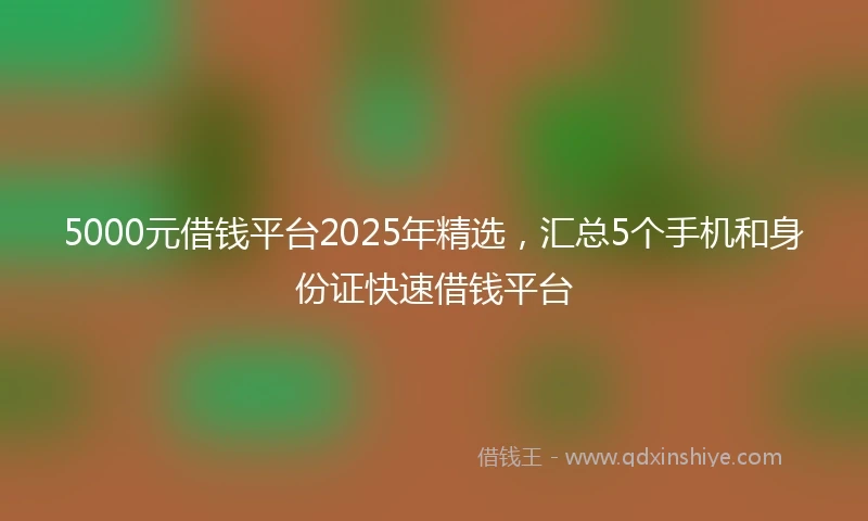5000元借钱平台2025年精选，汇总5个手机和身份证快速借钱平台