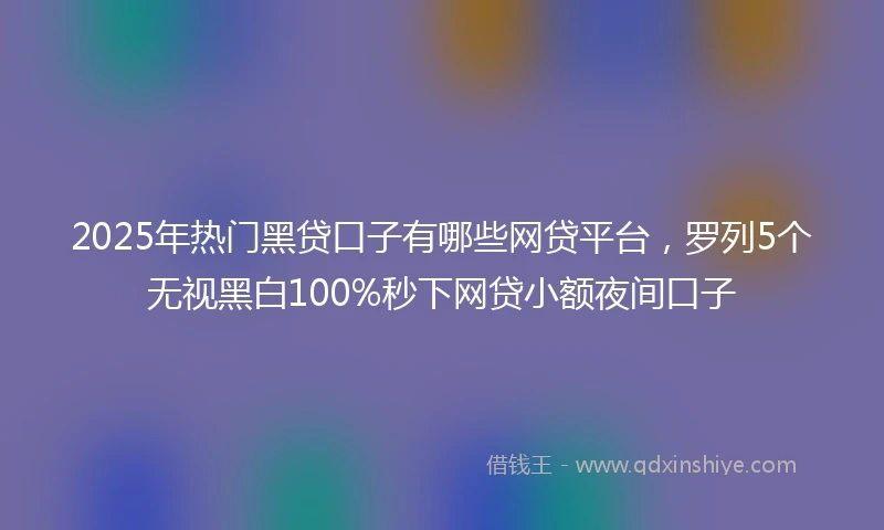 2025年热门黑贷口子有哪些网贷平台，罗列5个无视黑白100%秒下网贷小额夜间口子