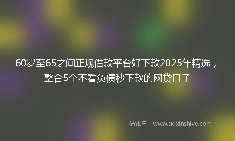 60岁至65之间正规借款平台好下款2025年精选，整合5个不看负债秒下款的网贷口子